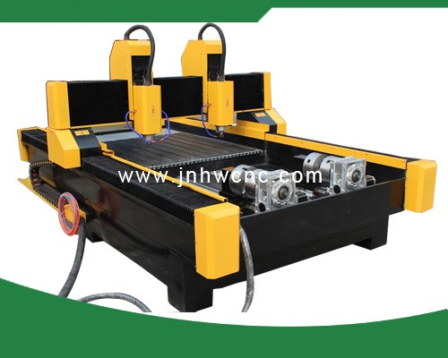 SW-1325 stone cnc router machine with double independent spindle and rotary